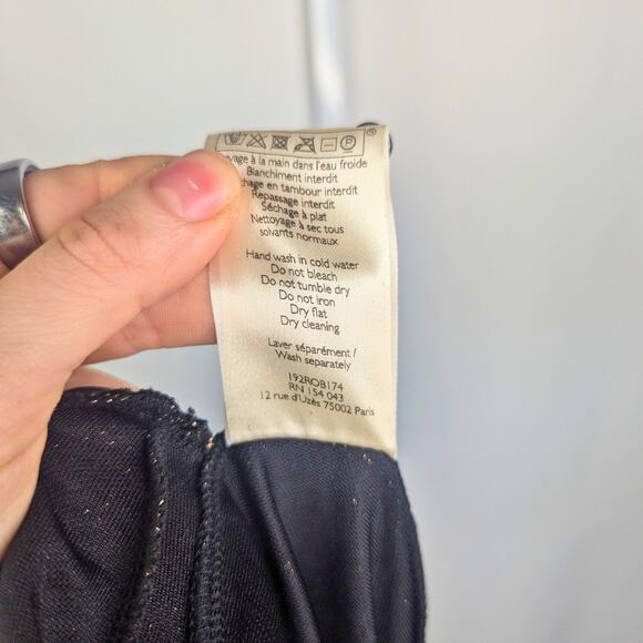 Sezane Dress Womens XS Gold Shift Y2K Metallic Mini Quiet Luxury Holiday Party - Picture 8 of 12